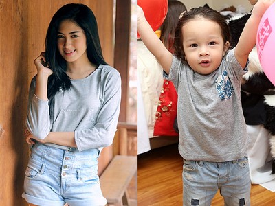 Gaya Ochi Rosdiana dengan Hot Pants, Anak Jennifer Bachdim Ngegemesin!