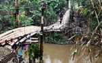 Diguyur Hujan, Jembatan Bambu Licin Saat Dipijaki