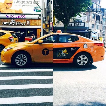 New York Yellow Cab dan Seoul Ocher Taxi. (kredit foto: instagram)