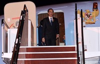 Pesawat Kepresidenan Boeing Bussines Jet (BBJ) yang ditumpangi Presiden Joko Widodo mendarat di Bandara International Kuala Lumpur, Malaysia, sekitar pukul 21.15 waktu setempat atau pukul 20.15 WIB. Cahyo/Setpres/detikFoto.