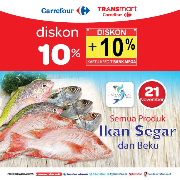 Carrefour Diskon 10% Produk Ikan Segar dan Produk Beku