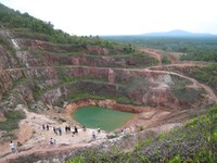Saat datang ke sini, para turis foto-foto dari pinggir kawah. Pagar pengaman memang belum dipasang, jadi turis harus hati-hati agar tidak tercebur ke kawah (Baban/detikTravel)