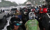 Akibatnya lalu lintas tersendat. Lamhot Aritonang/detikFoto.