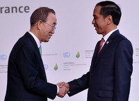 Sekretaris Jenderal PBB Ban Ki-moon menyambut kedatangan Presiden Jokowi. Rusman/Setpres/detikFoto.