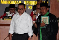 Sudirman Said usai diambil sumpahnya. Lamhot Aritonang/detikFoto.