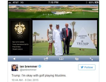 Mau melarang kaum Muslim masuk AS padahal dirinya sendiri senang main golf bersama orang Islam.