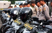 Motor-motor tersebut akan digunakan untuk mengamankan Pilkada Depok. Pool/Lamhot Aritonang/detikFoto.