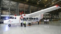 Penampilan perdana N219 dilakukan di hanggar N219 PT Dirgantara Indonesia (DI), Jalan Pajajaran, Kota Bandung, Jawa Barat, Kamis (10/11/2015).