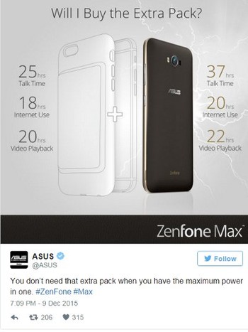 Asus pun melayangkan sindiran melalui Twitter.