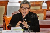 Johan Budi memaparkan misi dan visinya. Pool/Lamhot Aritonang/detikFoto.