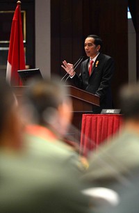 Di depan para pimpinan TNI, Jokowi mengatakan saat ini Indonesia menghadapi tantangan baru. Ist/Setpres/detikFoto.