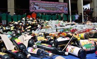 Barang bukti tersebut didapat dari pengkapan 19 orang tersangka. Pool/Lamhot Aritonang/detikFoto.