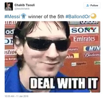 Gaya Lionel Messi setelah menang.