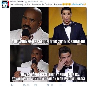 Steve Harvey minta maaf pada Ronaldo.