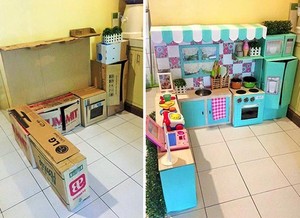 Ibu Ini Ubah Kardus Bekas Jadi Mini Kafe Cantik
