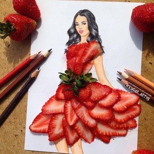 Gambar-gambar Wanita Ini Diberi Pakaian dari Potongan Makanan