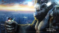 Foto dengan latar belakang king kong seakan benar-benar digenggam. Foto dengan latar belakang king kong seakan benar-benar digenggam.