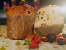 Panetonne Brioche with Vanilla Chantilly Flambeed Berries