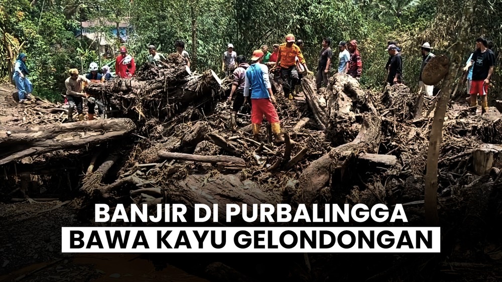 Banjir Beserta Kayu Gelondongan di Purbalingga
