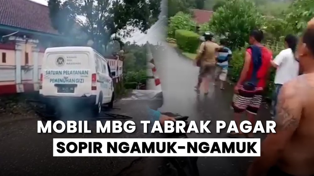 Ulah Sopir Mobil MBG Tabrak Pagar Lalu Ngamuk