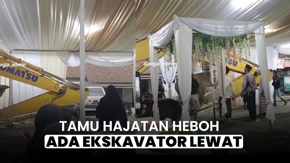 Hajatan di Jalan Raya, Ekskavator Harus Lewat