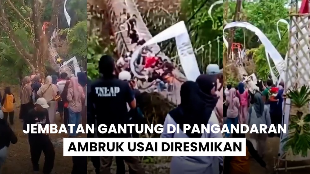 Detik-detik Jembatan Gantung Pangandaran Ambruk