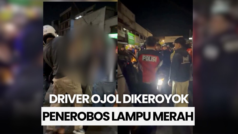 Penerobos Lampu Merah Keroyok Driver Ojol