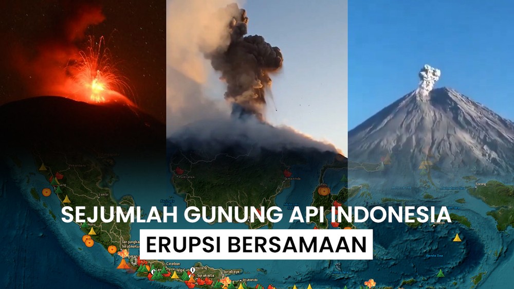 3 Gunung Api Erupsi Bersamaan