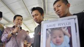 Foto Ryuji Marhaenis Kaizan (5 bulan), bayi penderita kelainan hati yang ditolak pembiayaan operasinya oleh BPJS Kesehatan karena ditaksir mencapai Rp250 juta. (Yudhi Mahatma)
