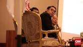 Wakil Ketua DPR dari Partai Gerindra, Fadli Zon, hadir dalam Simposium Nasional 'Mengamankan Pancasila dari Kebangkitan PKI dan Ideologi Lain'. (CNN Indonesia/Andry Novelino)