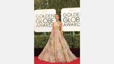 Giuliana Rancic dengan gaun berleher tinggi berwarna salem dengan embelishment bunga besar berwarna-warni. Gaun flare panjang ini merupakan desain dari desainr Lebanon Rani Zakhem couture. (REUTERS/Mike Blake)