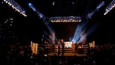 Setelah di Los Angeles, Toronto, dan New York, konferensi pers pertarungan fantasi antara Floyd Mayweather Jr melawan Conor McGregor digelar di Wembley Arena, London, Jumat (14/7). (Action Images via Reuters/Paul Childs)