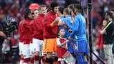 Kiper Petr Cech bertindak sebagai kapten Arsenal saat menjamu Leicester City. Arsenal berambisi kembali ke zona Liga Champions musim ini setelah musim lalu finis di posisi kelima. (REUTERS/Eddie Keogh)