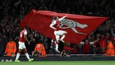 Arsenal menghidupkan peluang merebut kemenangan ketika Aaron Ramsey mencetak gol penyeimbang ke gawang Leicester City pada menit ke-83. (REUTERS/Eddie Keogh)