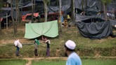 Pulau Thengar Car sendiri pertama kali muncul ke permukaan air di lepas pantai Bangladesh sekitar 11 tahun lalu. Pulau ini biasanya terendam banjir pada Juni hingga September. (AFP Photo/KM Asad)