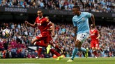 Gabriel Jesus mencetak gol keduanya pada menit ke-53 setelah menerima umpan sodoran Sergio Aguero dan membawa Manchester City unggul 3-0. (Action Images via Reuters/Lee Smith)