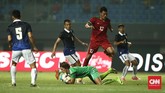 Meski tak mendapatkan poin FIFA, Timnas Indonesia tetap menjalani laga ini dengan penuh gairah sebagai bagian dari periodesasi persiapan panjang menuju Piala AFF tahun depan. (CNN Indonesia/Adhi Wicaksono)