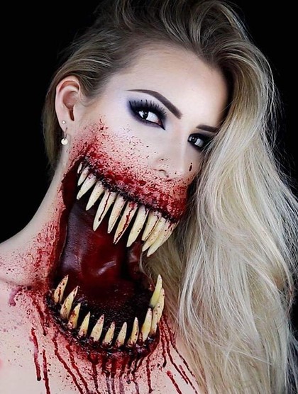 Viral Makeup Halloween yang Bikin Ngeri, Mulut Sobek 
