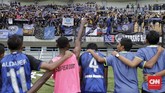 Suasana usai pertandingan PSIS Semarang melawan Martapura FC. PSIS mengikuti jejak Persebaya Surabaya dan PSMS Medan yang juga promosi ke Liga 1 musim depan. (CNN Indonesia/Adhi Wicaksono)