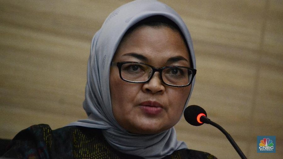 Kepala BPOM Penny Kusumastuti memberi keterangan pers di Gedung Menko Perekonomian, Jakarta.