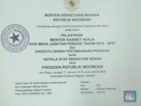 Undangan Reshuffle Kabinet Kerja Jokowi Beredar