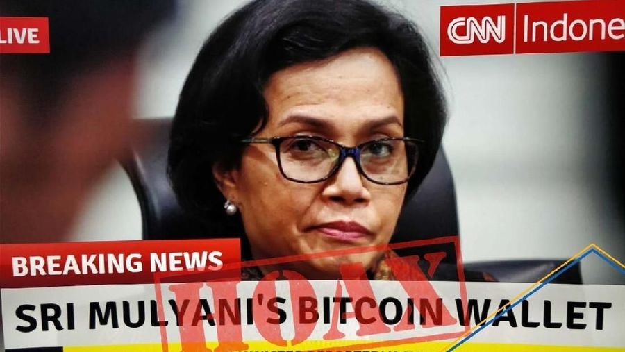 Berita yang menyebutkan Sri Mulyani punya 1.200 Bitcoin adalah hoax.