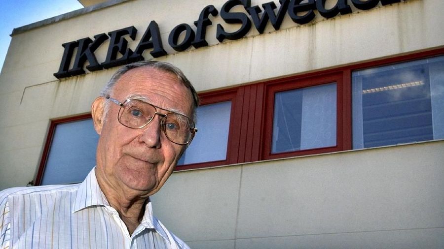 FILE PHOTO: Ingvar Kamprad, founder of Swedish multinational furniture retailer IKEA, is seen at company's head office in Almhult, Sweden August 6, 2002. TT News Agency/Claudio Bresciani via REUTERS/File photo ATTENTION EDITORS - THIS IMAGE WAS PROVIDED BY A THIRD PARTY. SWEDEN OUT. NO COMMERCIAL OR EDITORIAL SALES IN SWEDEN