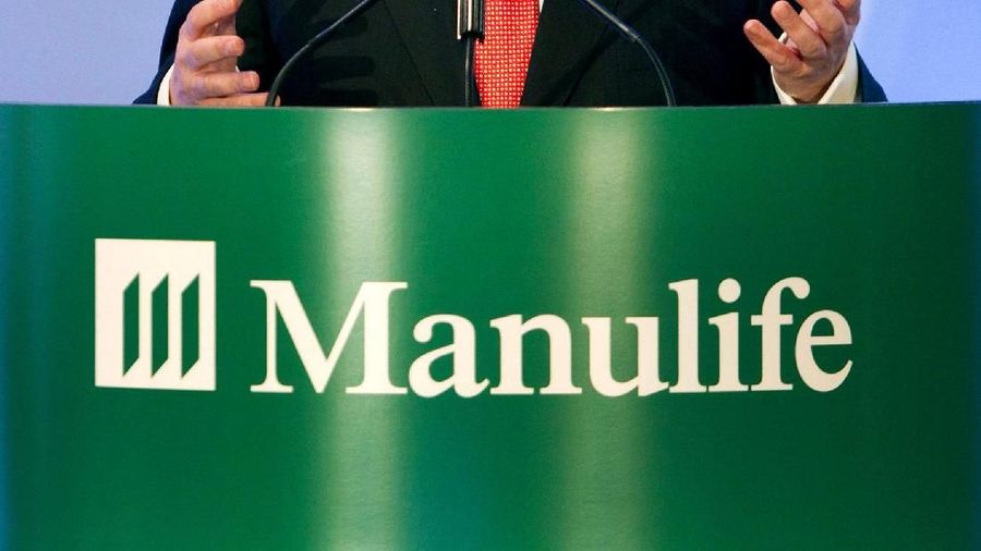 FILE PHOTO: The Manulife Financial Corporation logo appears at the company's Annual General Meeting in Toronto May 1, 2014.  REUTERS/Fred Thornhill/File Photo