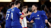 Eden Hazard mencetak gol penutup kemenangan Chelsea 3-0 atas West Bromwich pada menit ke-71. (EUTERS/Eddie Keogh)