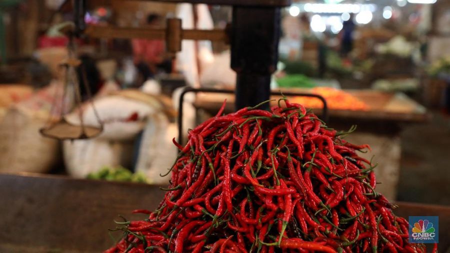 Beberapa harga komoditas pangan pantauan di Pasar Induk Kramat Jati mengalami penurunan parga
