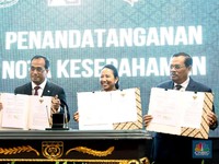 Tiga Menteri Tanda Tangan MoU di Kejaksaan Agung