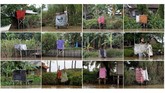 Foto kombinasi toilet darurat yang didirikan warga di pinggiran sungai Citarum di kawasan hilirnya, Muara Gembong, Kabupaten Bekasi, Jawa Barat, 22 Februari 2018. (REUTERS/Darren Whiteside)