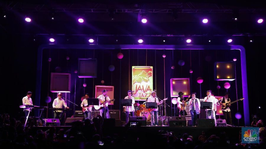 Para menteri tampil di acara Java Jazz 2018. Menggambarkan kekompakan Kabinet Kerja Presiden Joko Widodo.