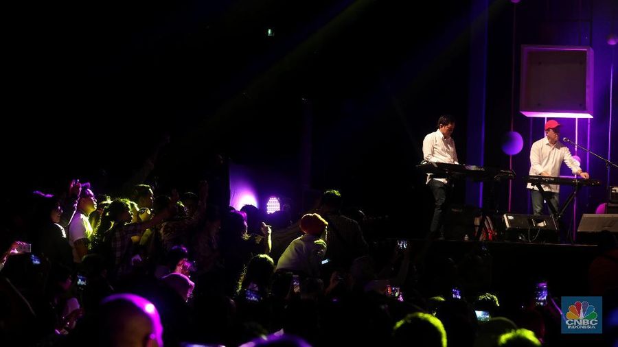 Para menteri tampil di acara Java Jazz 2018. Menggambarkan kekompakan Kabinet Kerja Presiden Joko Widodo.